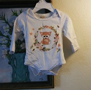 Floral fox long sleeve onesie
